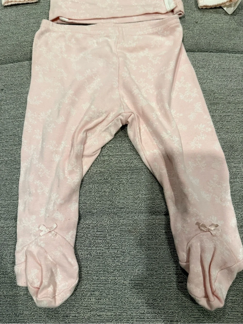 Coccoli Baby Girl Soft Pink Floral Footed Two Piece Set Pygamas PJs